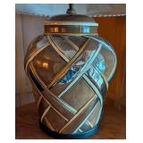 Vintage Glazed Ceramic Lattice Table Lamp