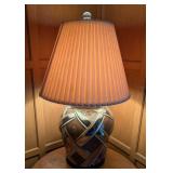 Vintage Glazed Ceramic Lattice Table Lamp