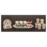 Assorted Vintage Delft Blue and White Dishes