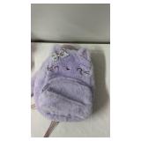 Adorable Purple Fuzzy Backpack and Hair Ties Set