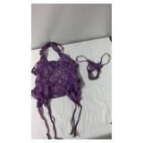 Purple Lace Lingerie Set with Matching Thong