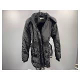 Stylish Black Quilted Jacket with Hood - Size L