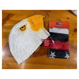 Lot of 3 Items: Eagle Mask, Red Line Flag 3