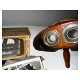 Vintage Wooden Stereoscope Viewer with Cards