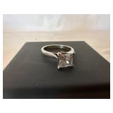 Solitaire CZ and Sterling Silver Ring