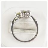 RS Covenant Green Cluster Stone Silver Tone Base Metal Statement Ring . Size 9.5 - 9.75.