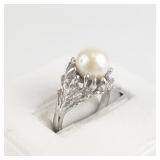 Freshwater Pearl Freeform Silver Pinky Ring. Size 4 - 4.25.