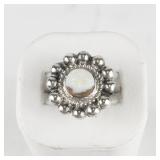 Mexico (Unknown) Opal Flower Sterling Silver Ring. Size 5.75 - 6.