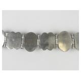 Mexico (Unknown) Heavy Black Onyx Sterling Silver Panel Bracelet.