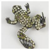 Heidi Daus Pave-Set Frog Base Metal Brooch.