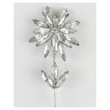 Beautiful Vintage Crystal Flower Silver Tone Base Metal Brooch .