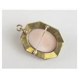 Light Pink Cameo Filigree Gold Tone Base Metal Brooch/Pendant.