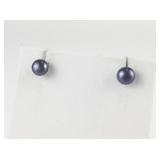 7Mm Purple/Blue Simulated Pearlgold Plated Stud Earrings .