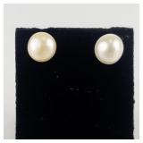 12MM Freshwater Pearl Sterling Silver Stud Earrings .