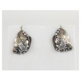 Eagle Two-Tone Sterling Silver Pierced Earrings .