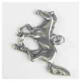 Galloping Horse silhouette sterling silver pendant.