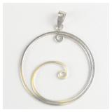 Spiral in Circle sterling silver pendant.