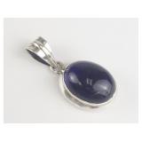 Amethyst Oval Cabochon sterling silver pendant.