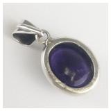 Amethyst Oval Cabochon sterling silver pendant.