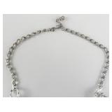 Rhinestone Floral Silver Tone Base Metal Necklace.