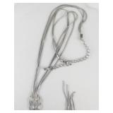 Hercules Knot Snake Chain Silver Tone Base Metal Lariat Necklace .