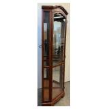 Lovely Corner Hutch with Light and Five Glass Shelves