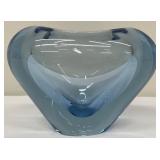 Vintage Holmegaard Denmark Large Menuet Blue Glass Art Vase - 1950