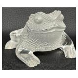 Lalique Gregoire Crystal Frosted Clear Frog Figurine