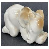 Adorable Vintage Lomonosov Porcelain Kneeling Baby Elephant