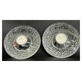 Orrefors Crystal Art Glass Discuss Votive Candle Holders - Set of Two