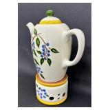 Vintage Mid Century  Stangl Blueberry Coffee Pot with Warmer