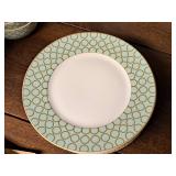 Lot of (8) 11" Fine Porcelain China Dinner Plates by 222 Fifth Chain Link© Seafoam