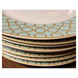 Lot of (8) 11" Fine Porcelain China Dinner Plates by 222 Fifth Chain Link© Seafoam