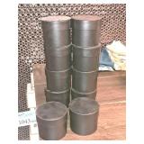 Lot of (10) Round Storage Container with Lid 4-1/4"x5" (Black)