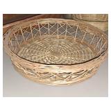 Lot of (3) Assorted Wicker Baskets - (1) Round 8"x3", (1) Round 14"x3-1/2", (1) Rectangle 18"x12"x4"