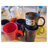 Assorted Kitchenwares - Coffee Mugs, Cooking Utensils, Water/Juice Carafe, Cheese Grater