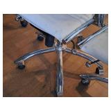 Lot of (2) Padded Metal High-Back Rolling Office Arm Chairs (White)