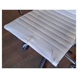 Lot of (2) Padded Metal High-Back Rolling Office Arm Chairs (White)