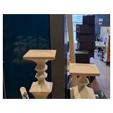 Lot of (2) Square Display Pedestals - (1) 4-1/4"x4-1/4"x15-1/4", (1) 4-1/4"x4-1/4"x17-3/4" (White)