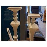 Lot of (2) Square Display Pedestals - (1) 4-1/4"x4-1/4"x15-1/4", (1) 4-1/4"x4-1/4"x17-3/4" (White)