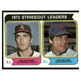 1973 Strikeout Leaders - Nolan Ryan/Tom Seaver 1974 Topps #207 Baseball Card