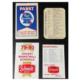 4 Vintage Pocket Schedules - 1979 Minnesota Twins, and 1978-1980 University of Minnesota Basketball, Hockey, Football, Softball w/ Pabst  and Schmidt Beer Ads