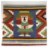 Vintage Woven Mayan Zapotec Multicolor Wool Rug