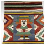 Vintage Woven Mayan Zapotec Multicolor Wool Rug