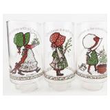 HOLLY HOBBIE Set of 3 ***COCA-COLA***  Limited Edition Christmas Glasses