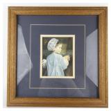 NANCY NOEL "Emma" Young Amish Girl with Chicken -Framed