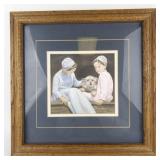 NANCY NOEL "Joshua" Young Amish Boy with Basket of Flowers -Framed