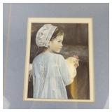 NANCY NOEL "Emma" Young Amish Girl with Chicken -Framed