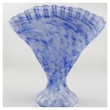 FENTON ***Vasa Murrhina*** 7" Fan Vase - Blue Mist  #6457BM