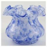 FENTON ***Vasa Murrhina*** 4"  Vase - Blue Mist  #6454BM